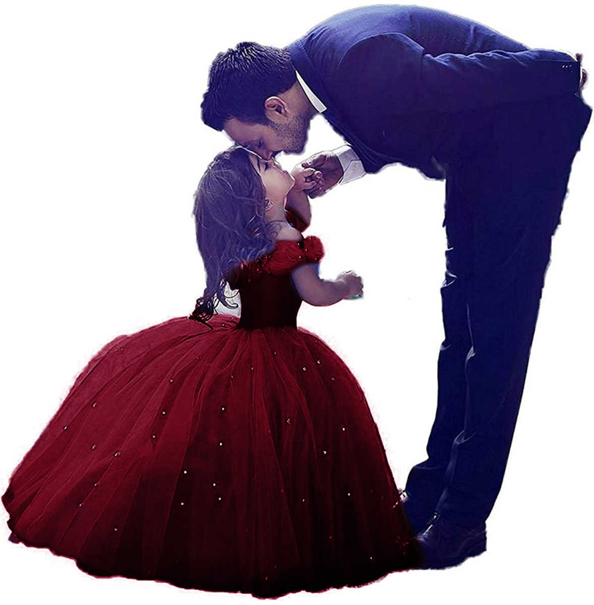Ropa infantil transfronteriza, vestidos formales para niñas, vestidos de niña de las flores para bodas, vestidos de princesa Cenicienta de un solo hombro para niñas, vestidos largos de tul abullonados estilo anfitriona.