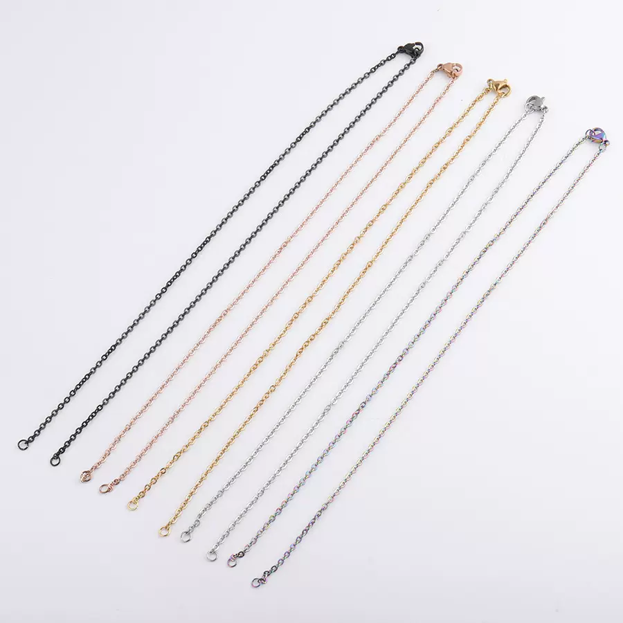 热销不锈钢DIY四圈项链链条钛钢项链配链DIY链条饰品链42/44cm