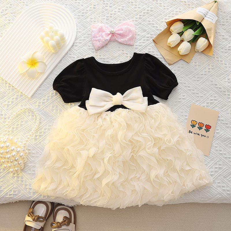 Children's dress girls baby new cute summer 2024 princess flower bow skirt children's clothing wholesale Children's dress girls baby new cute summer 2024 princess flower bow skirt children's clothing wholesale