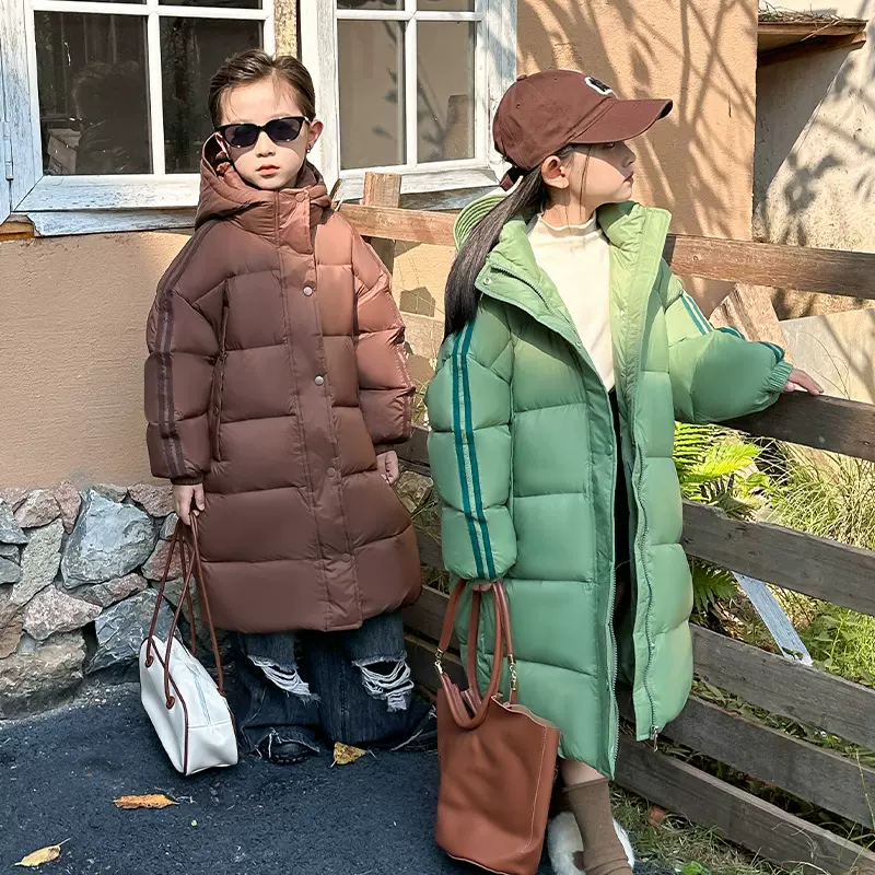儿童羽绒服冬季新款韩版男女童装中长款羽绒服中大童加厚校服外套
