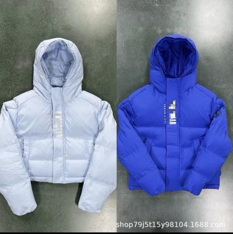 Trapstar フード付き冬用メンズコットンジャケット、ハイストリートスタイル、ショート丈、厚手、保温性、防風性、多ポケット|undefined