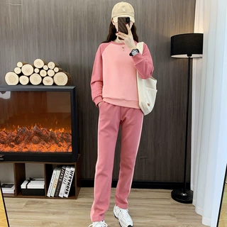 休闲运动套装女卫衣卫裤宽松舒适跑步两件套女2025新款运动长裤女