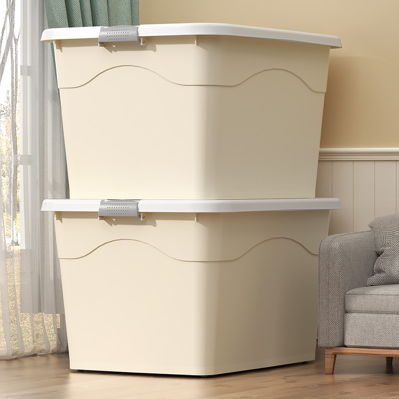 Caja de almacenamiento de capacidad doméstica caja de plástico libros ropa ropa juguetes caja de ordenamiento de almacenamiento extra grande dormitorio