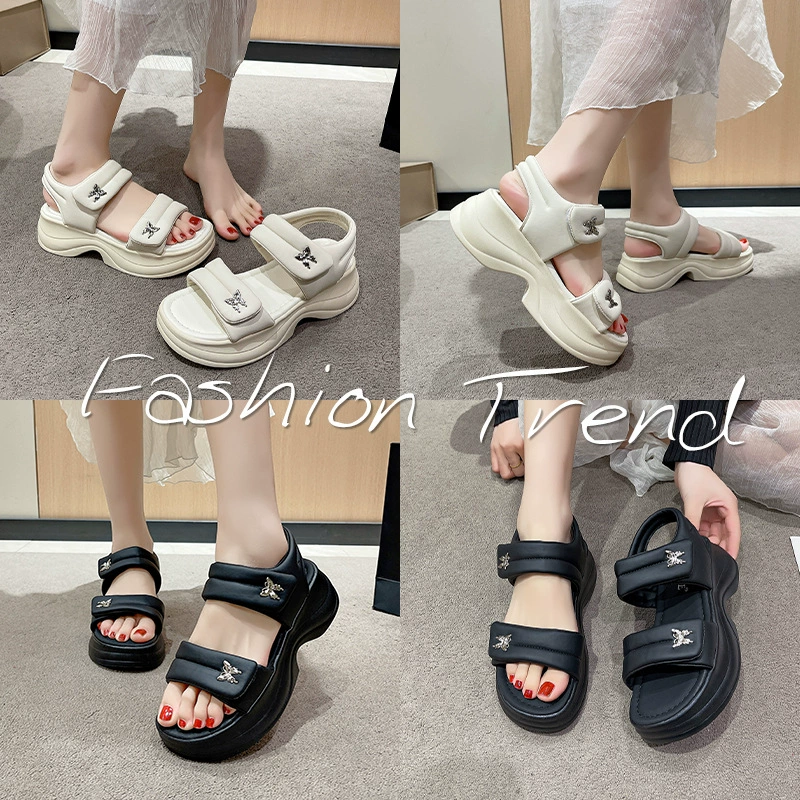 Сетка красная липучка босоножка на толстой подошве женская 2025 новая летняя одежда для отдыха