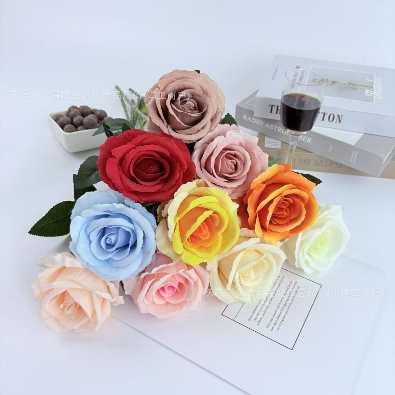 Paño de piel de simulación Acacia rosa flor falsa única flor artificial boda casa auditorio decoración ramo fotografía accesorios transfronterizos