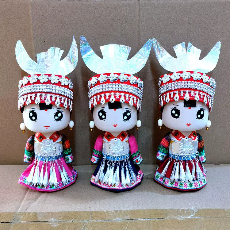 Кукла Мяо Кукла Меньшинства Мультфильм Этническая Кукла Детская Кукла Деревянная Кукла Чжуан