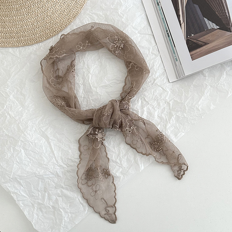 Pañuelo de seda de encaje de alta calidad nuevo pañuelo de flores bordado de color sólido, pañuelo en la cabeza multiusos, cinturón para el cabello, bolso atado, sombrero, pañuelo de seda