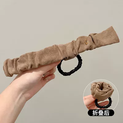 Saç üçün rezinlər Non-Collapse Magic Hair Tie - 5-small-khaki-color-about-21cm-long-rubber-band-diameter-about-5cm