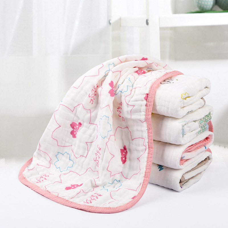 Colorful edge adult size pure cotton newborn belly towel face towel children towel adult gauze towel 35 * 75CM