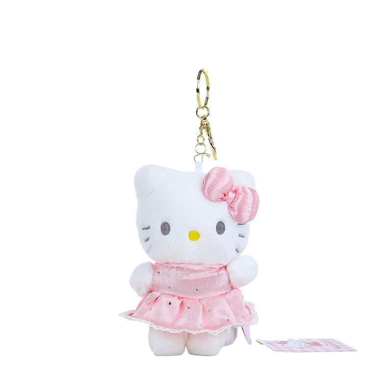 正版三丽鸥hellokitty毛绒挂件kt凯蒂猫小玩偶公仔钥匙扣书包挂饰|undefined