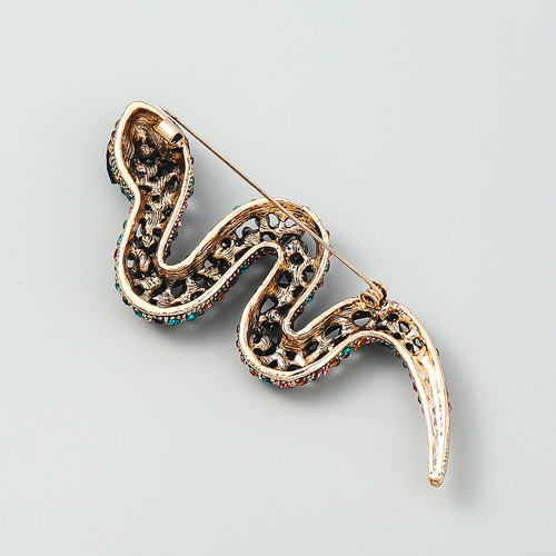 alloy color set auger drill serpentine colorful snake brooch girl lovely pin Europe and the United States web celebrity accessories fashion brooches