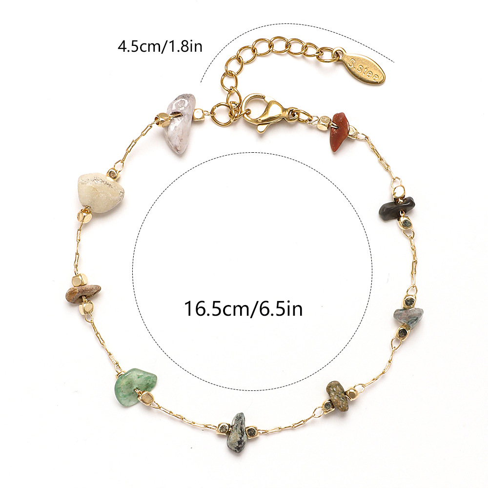 Irregular, Plating Design Vintage Style Color Block Stainless Steel Natural Stone Bracelets In Bulk