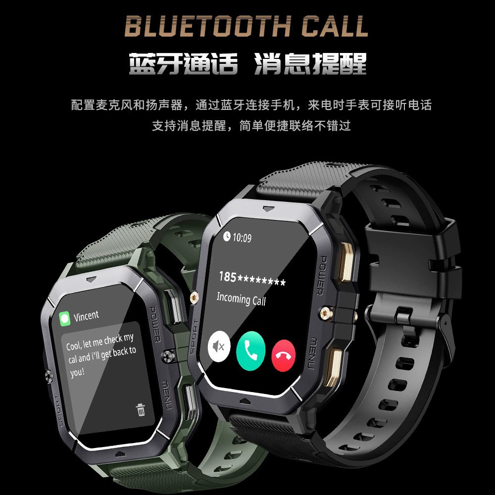 Travel bracelet protected from dust, water and shock, C28, 02inch, bluetooth, tracks heartbeat, monitors oxygen level