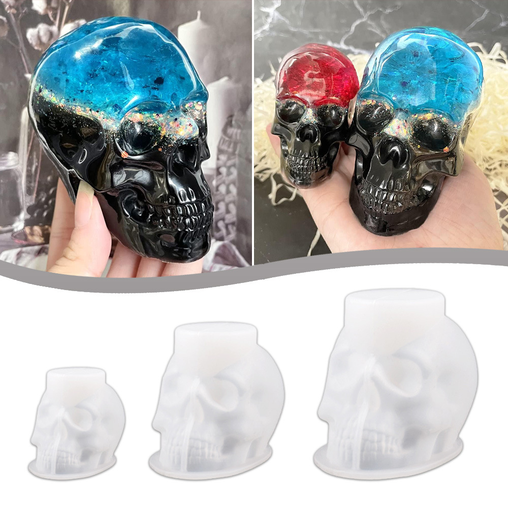 Crystal Resin Mold DIY High-Gloss Jewelry Ornaments Halloween Skull Silicone Baking Mold