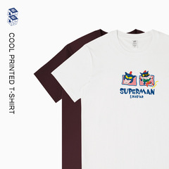 日本式ゆるいtシャツ男性純綿半袖2024重ポンド微落肩男性カジュアルプリント上着tシャツ