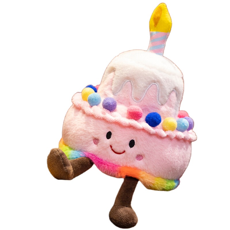 誕生日の歌を歌うケーキ人形かわいい恋人レインボーストロベリーケーキぬいぐるみ誕生日ギフト小道具|undefined