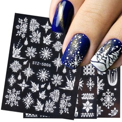 Cross-border new nail sticker adhesive, Instagram celebrity French V-shaped 3D resin nail sticker with Christmas snowflake design