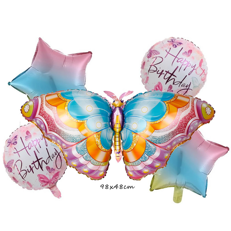 Birthday Pentagram Flower Butterfly Aluminum Film Birthday Balloons 1 Set display picture 2