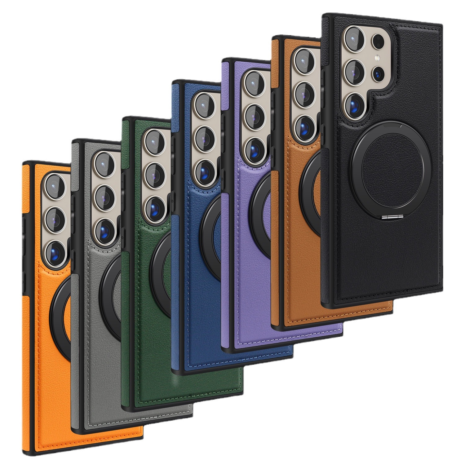 Funda de cuero Yashi para negocios transfronterizos, adecuada para Samsung S26 Ultra, con soporte magnético giratorio de 360 grados y protección completa.