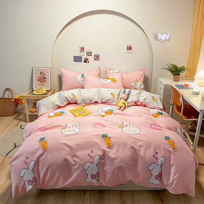 2021新款四件套全棉ins简约小清新系列活性印花床品套件纯棉床笠