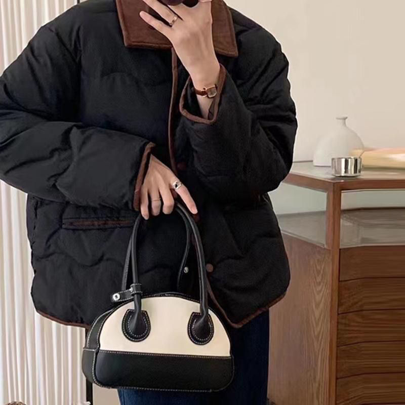 羽绒棉服女冬季短款轻薄宽松棉袄时尚韩版撞色翻领外套小香风棉衣|undefined