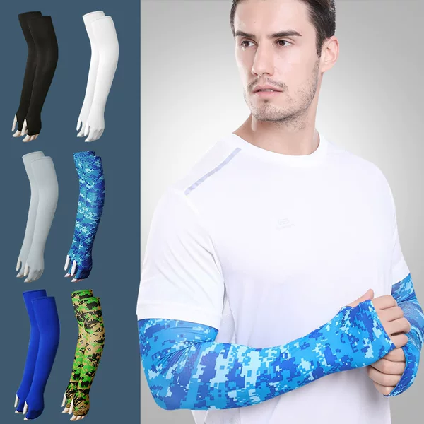 Summer Extra Large Size Sun Protection Sleeves Men's Ice Silk UV Protection Arm High Elastic Breathable Loose Fishing Ice Sleeves