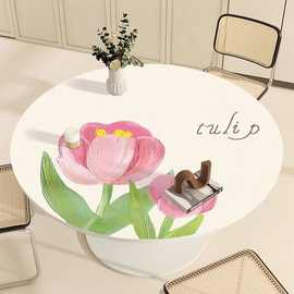 ins小清新皮革圆桌垫茶几桌布防水防油圆形桌垫家用圆桌子台面垫