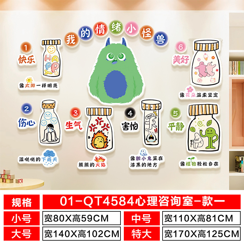 心理カウンセリングルームコーナーレイアウト部メンタルステーション文化壁感情安定管理壁ステッカー装飾画|undefined