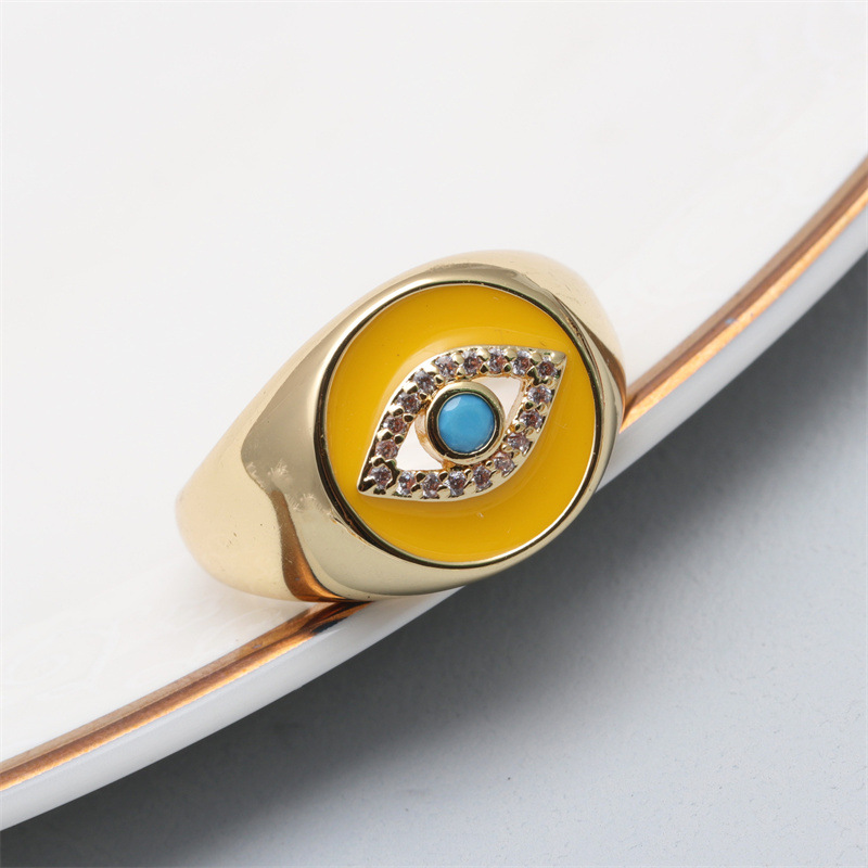 Fashion Devil's Eye Copper Open Ring Inlay Zircon Copper Rings display picture 4