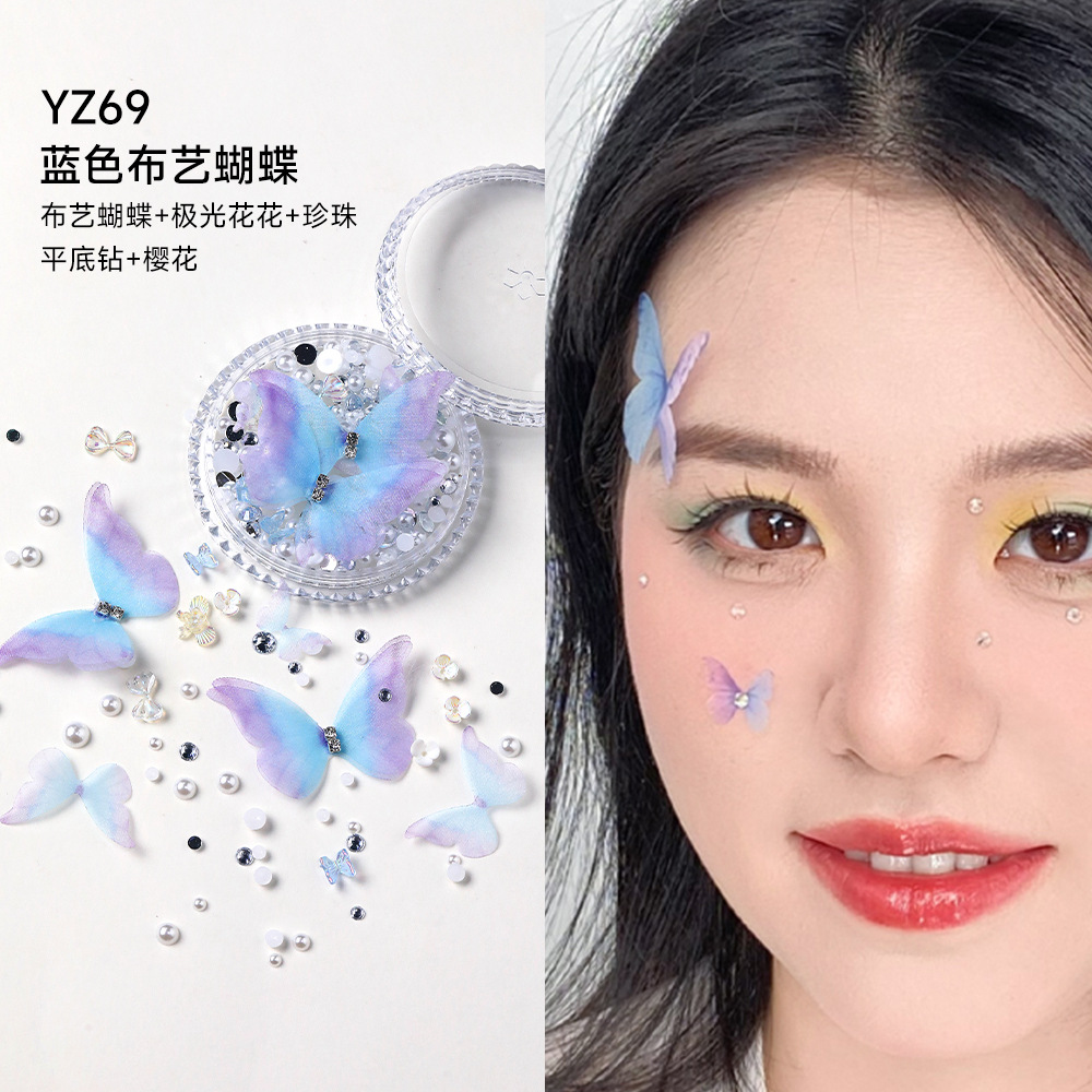 Decoraciones faciales maquillaje de ojos de novia maquillaje de escenario para niños pegatinas especiales cara lentejuelas lágrima diamante mariposa perla al por mayor