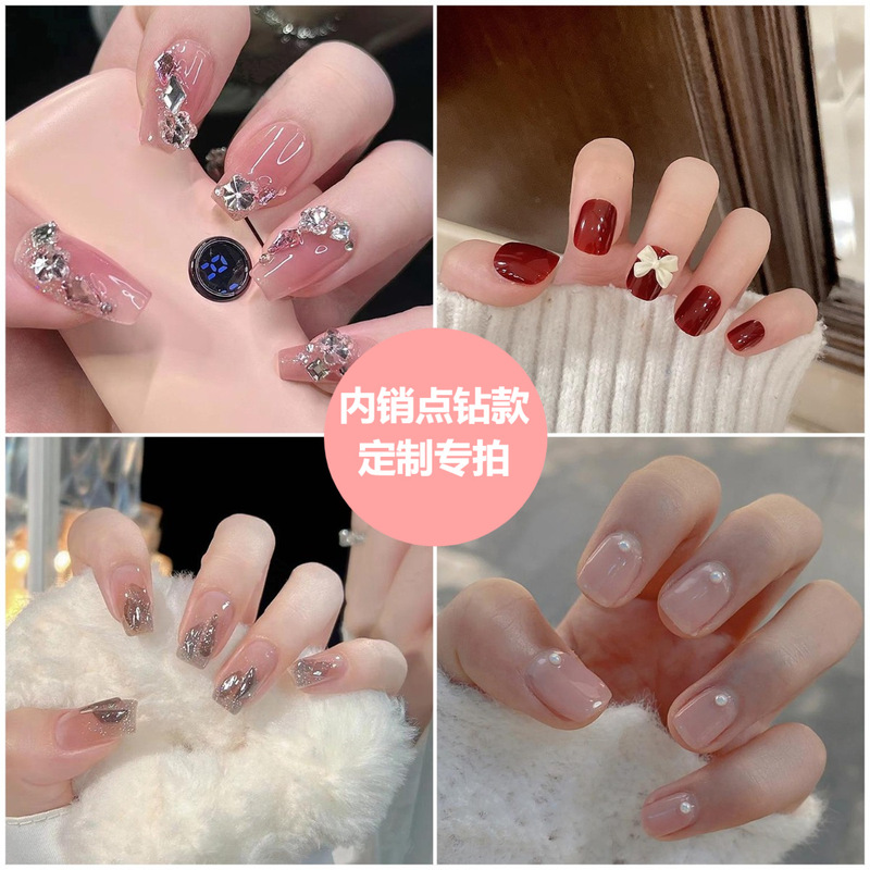 Short, Medium and Long Style Dotted Nails, Ballet Nails, Fake Nail Patches, Factory Wholesale, Designs Can Be Designed with Pictures and Samples