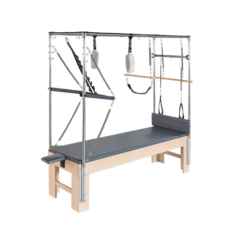 Set de Cinco Piezas para Estudio de Yoga, Cama de Pilates, Escalón Estable, Silla, Barril, Madera de Arce, Cama Cadillac de Pilates