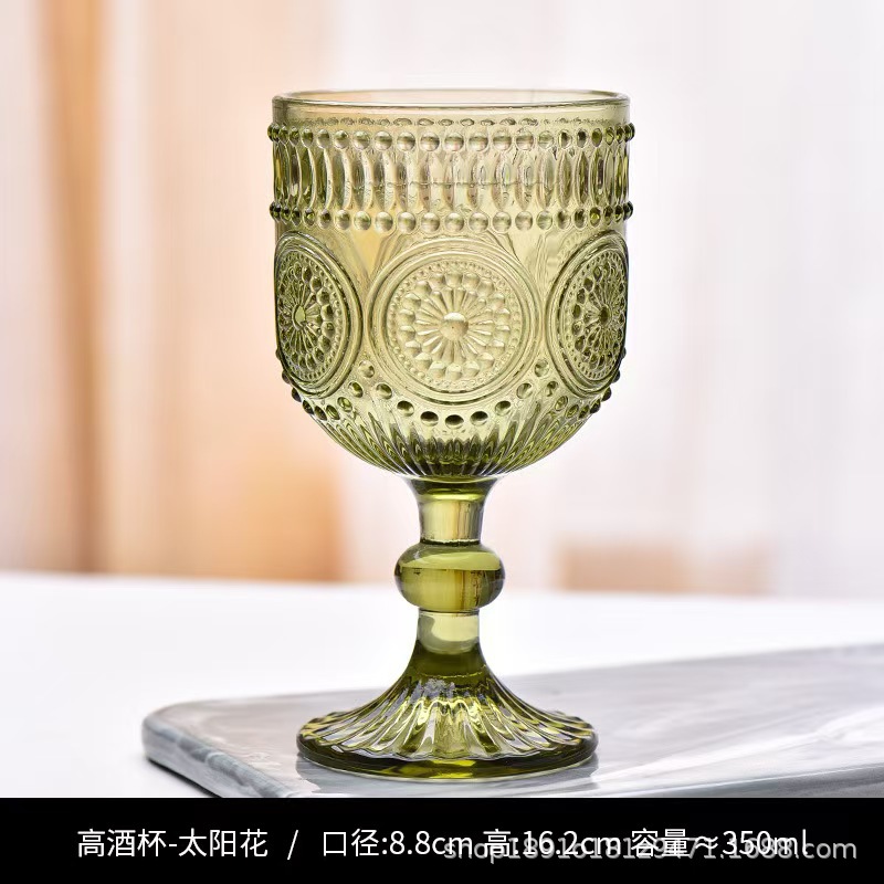 Nuevo retrógrado tallado alto taza de agua taza de vino taza de bebida creativa elegante casa hotel café utensilios de vino