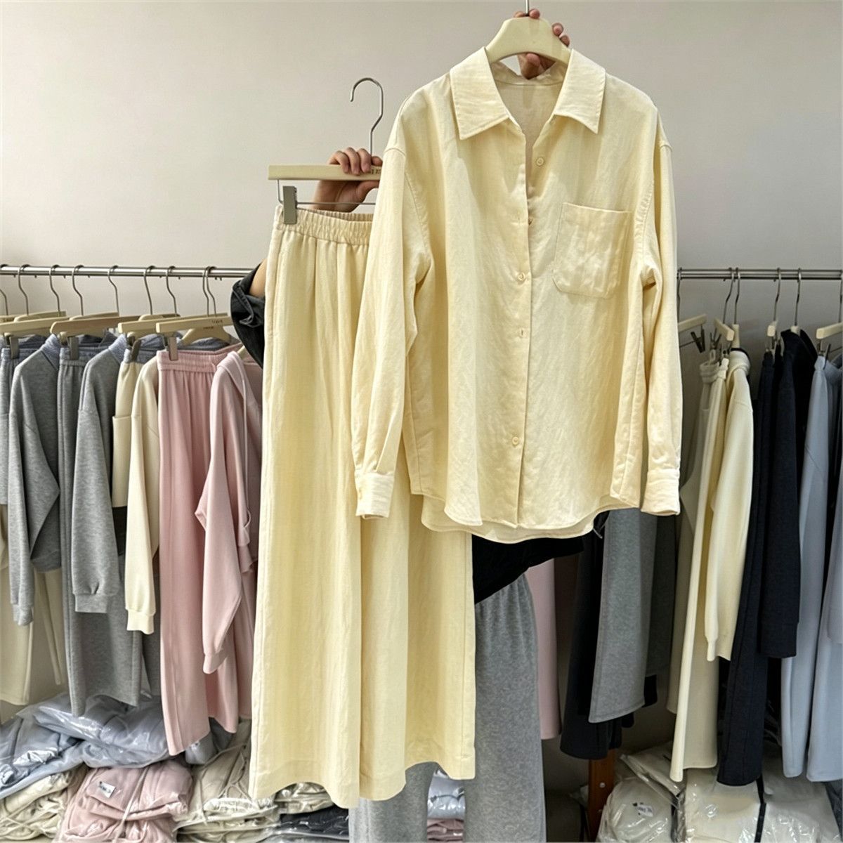 European Style Women's Two Piece Set Linen High End Elegant Loose Fitting Cotton Shirt Wide Leg Pants Summer Outfit_ecoleips.com