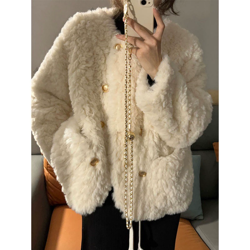 Тёплая пуховая куртка в стиле Chanel, для подростков, свободный крой, слоновая кость, one size