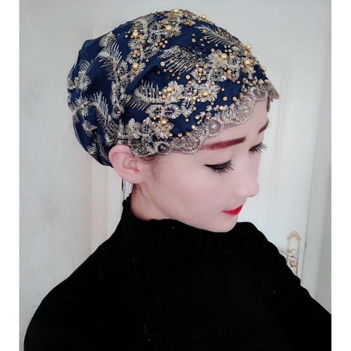 Hui ethnic group headband embroidered hat, jujube embroidered hat, feather style hat, Muslim women's hat, postpartum hat, European version cross-border supply source