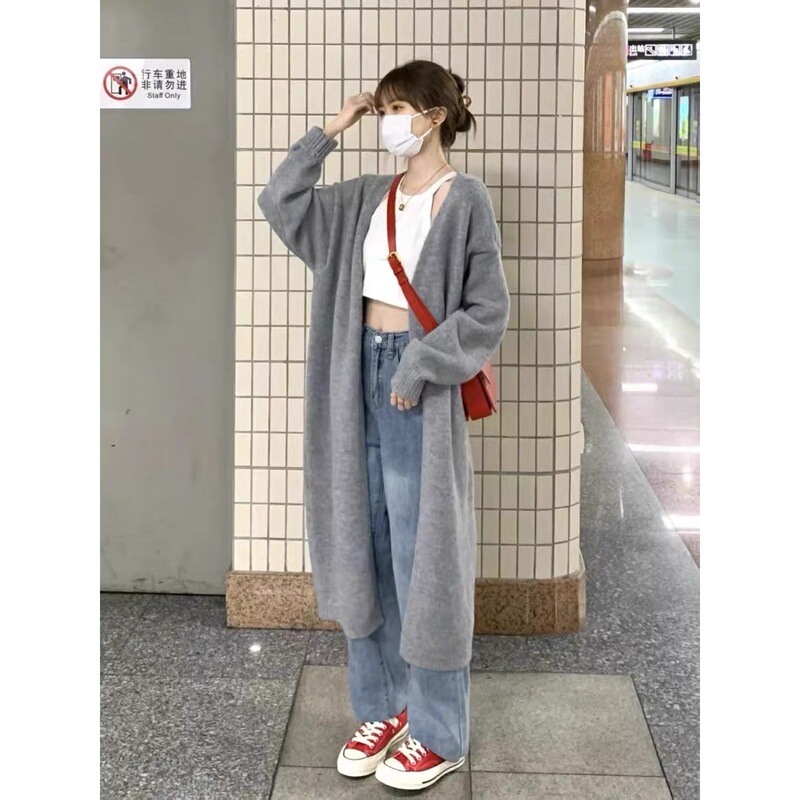 Special Offer # Sheep Velvet # Korean Style Retro Lazy Style Soft and Gentle Mid-Length Solid Color Sweater Cardigan for Women