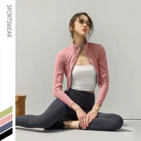 Осенняя новая одежда для йоги женская спортивная куртка на молнии тощая с длинными рукавами бег тренировочный топ на складе