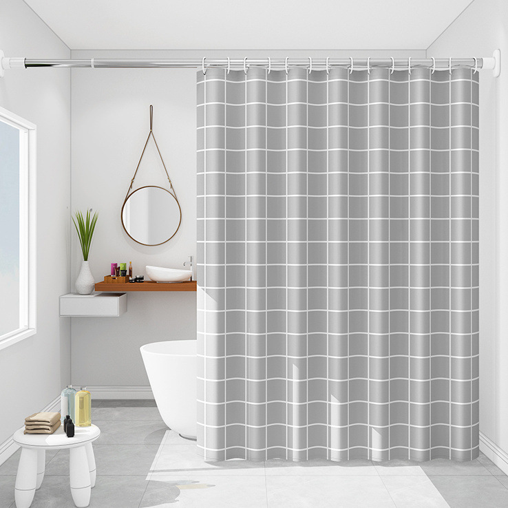 Bathroom Shower Curtain Waterproof and Mildew-Proof Shower Curtain Cloth Simple Bathroom Curtain Shower Curtain Set Punch-Free Partition Curtain