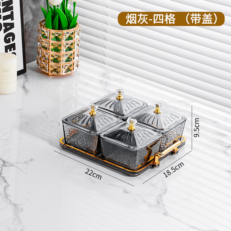 INS Luz de lujo vidrio dividido plato de fruta snack caramelo fruta seca snack placa sala de estar hogar comercial KTV DE ALTO aspecto