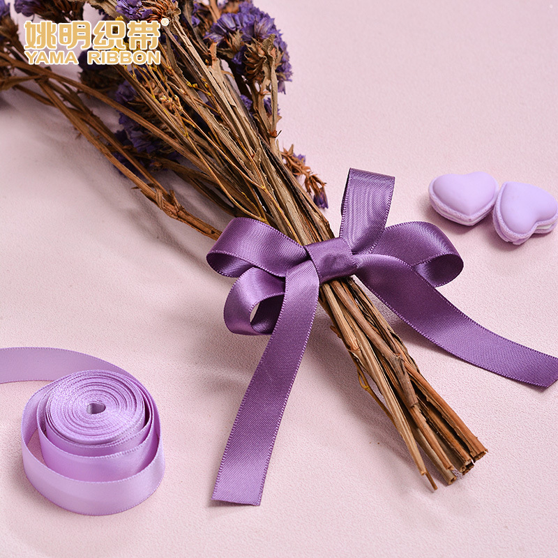 Cinta de poliéster de una sola cara de 16 mm de Yao Ming para decoración de bodas, cinta de satén, accesorios de decoración con lazos, cinta colorida