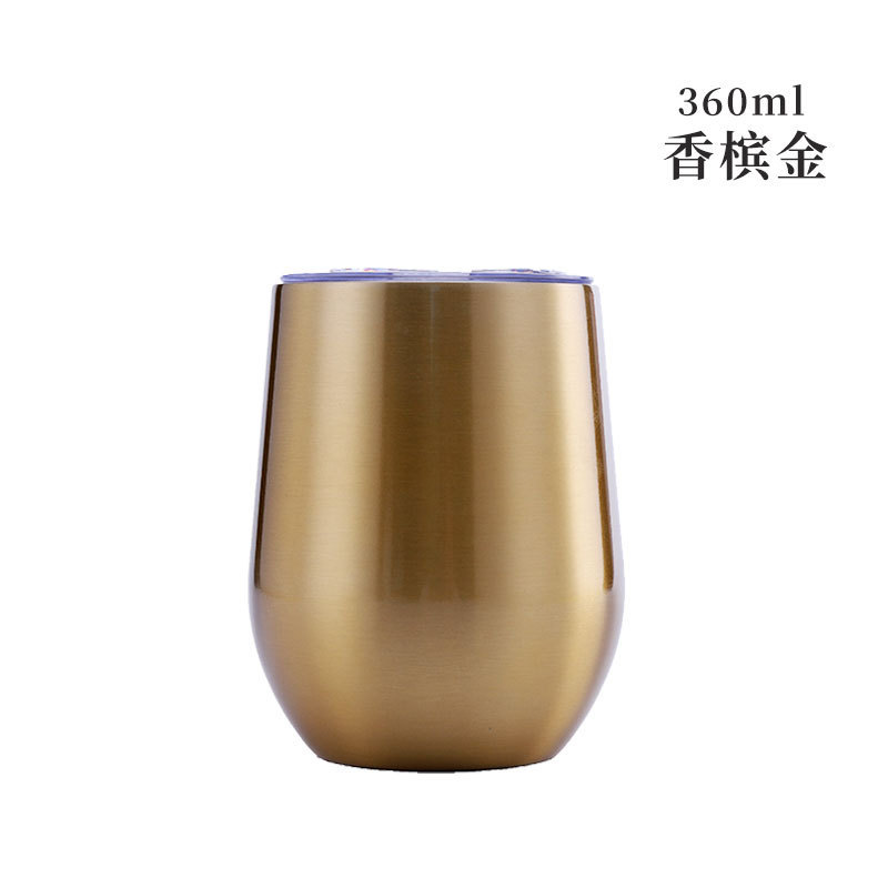 Taza de cáscara de huevo de 12oz transfronteriza regalo de doble capa de acero inoxidable copa de vino tinto taza de vientre grande aislamiento al vacío en forma de U swig pollo