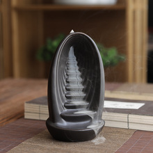 新品高山流水倒流香炉陶瓷工艺品创意摆件香炉烟倒流跨境香炉现货