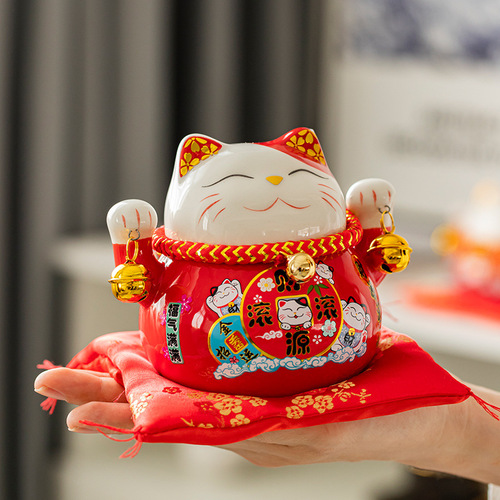 Lucky Cat Creative Ceramic Home Ornaments Small Lucky Cat Piggy Bank Piggy Bank Car Ornaments Desk Decorations