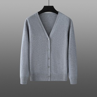 Cashmere Knitted Cardigan Men's V-Neck Buckle Sweater Overwear Loose Buckle Top Casual Business All-match Trendy Coat