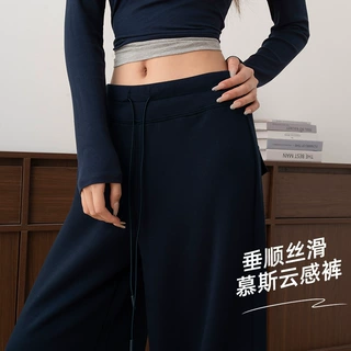 藏青色云感瑜伽裤女2026秋季休闲运动卫裤直筒显瘦高腰垂感阔腿裤
