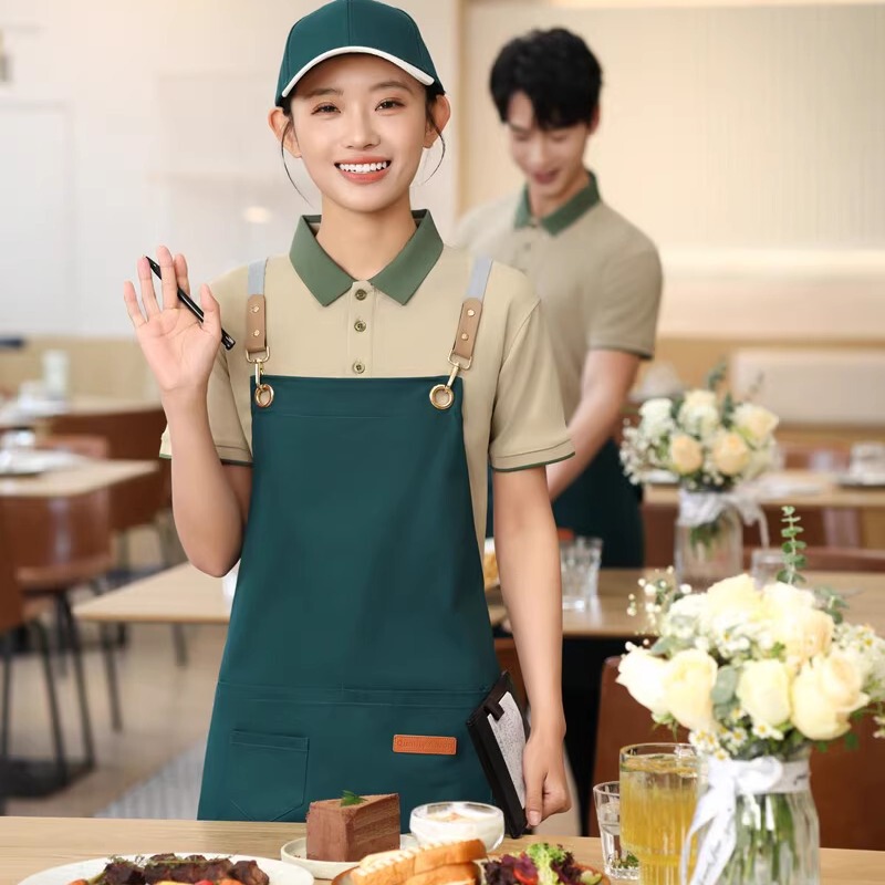 ファーストフードのバーベキュー店の夏の作業服の半袖の印字のミルクティー店の喫茶店のホテルの従業員の薄いタイプの襟のtシャツ|undefined