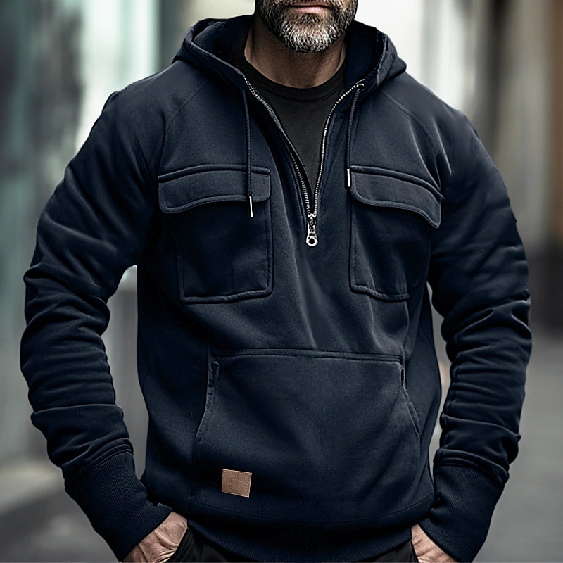 Sweat à capuche pour homme et veste en cuir multipoche_voghion.com