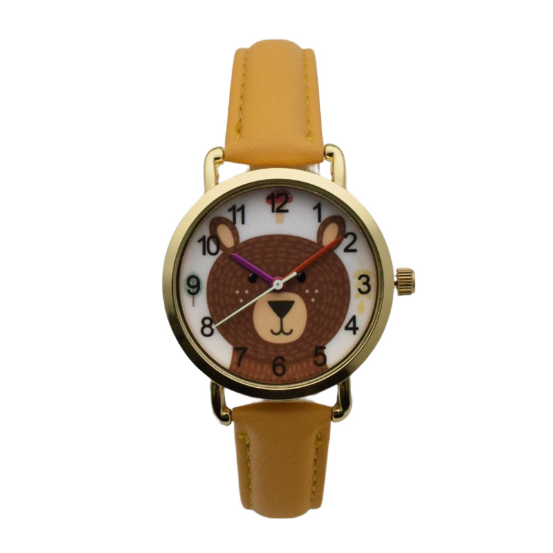 Nyt bedst sælgende ur, enkelt og sødt børneur, pointer-stil tegneseriebamse kvartsur, temperamentur_voghion.com