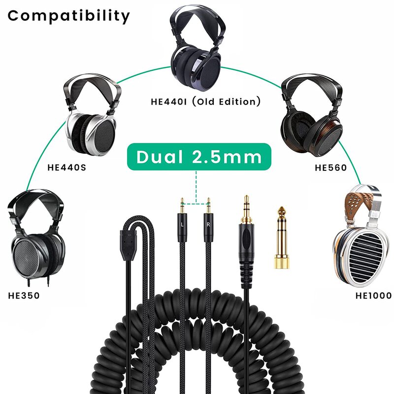 For HIFIMAN HE400i he560 double 2.5mm plug headphones spring earphone cable upgrade line